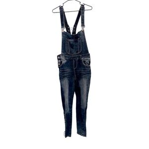 DAZL Womens Juniors Denim Overalls Distressed Blue Medium Wash Size 15